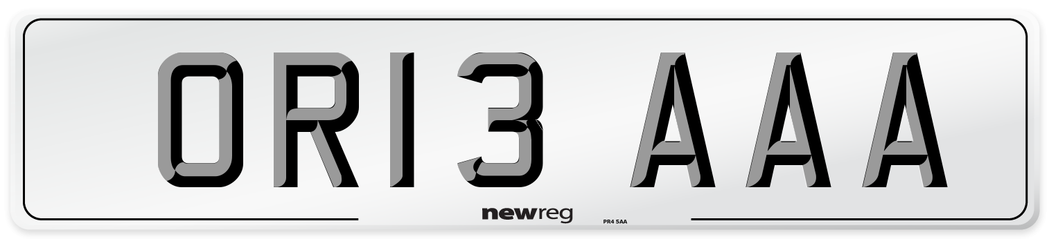 OR13 AAA Number Plate from New Reg